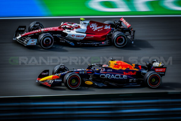 Zhou - wheel to wheel with Max - turn 4 Zandvoort