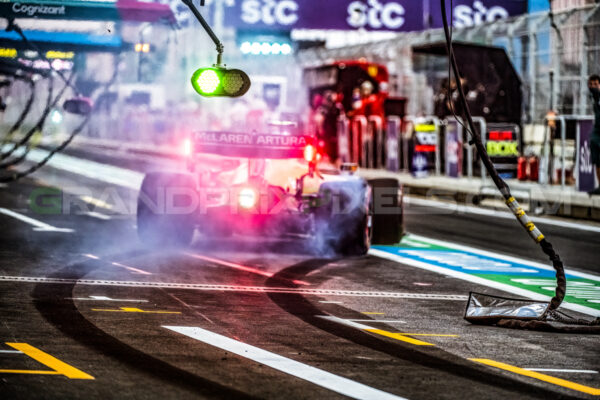 Lando leaving pitstop - Jeddah